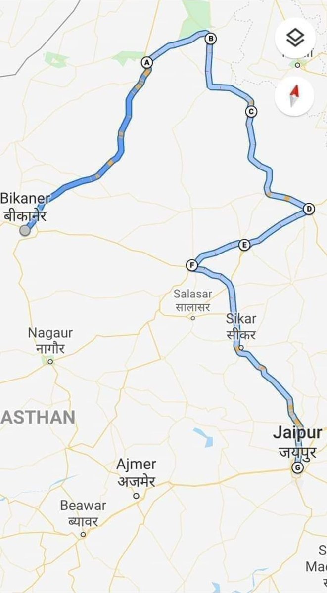 kpnrajasthani's tweet image. ट्रेनों का रूट सर्वे के लिए भी ना जाने कैसे कैसे बेवकूफ़ बैठा रखे हैं. बीकानेर से एक ट्रेन "बिलासपुर वीकली अन्त्योदय" एक्स्प्रेस चलती है जो कि जयपुर होकर निकलती है. वैसे तो बीकानेर से जयपुर करीब 300 km है मगर ये ट्रेन 750 km का सफर तय करके जयपुर पहुंचती है. ये ट्रेन बीकानेर,…