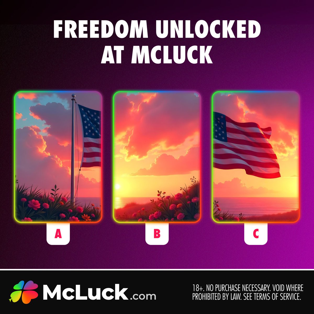 💙 Let's celebrate freedom! ❤️

Find the beauty within and feel that sense of freedom as you solve the puzzle! 🤩
Tell us, what's the correct order?👇

Sweepstakes are subject to availability. Game availability can vary by country.

#McLuck #socialcasino #gaming #viral #trending