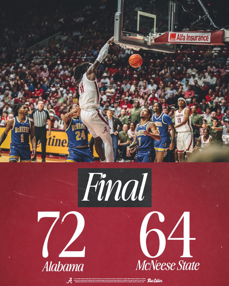 3-0 to start the season ✔️

#RollTide | #BlueCollarBasketball