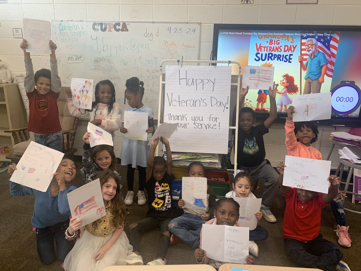 Happy Veteran’s Day from my class to all the veterans! 

We learned about the meaning of Veteran’s Day &amp; made posters to say Thank You for your service! ❤️💙