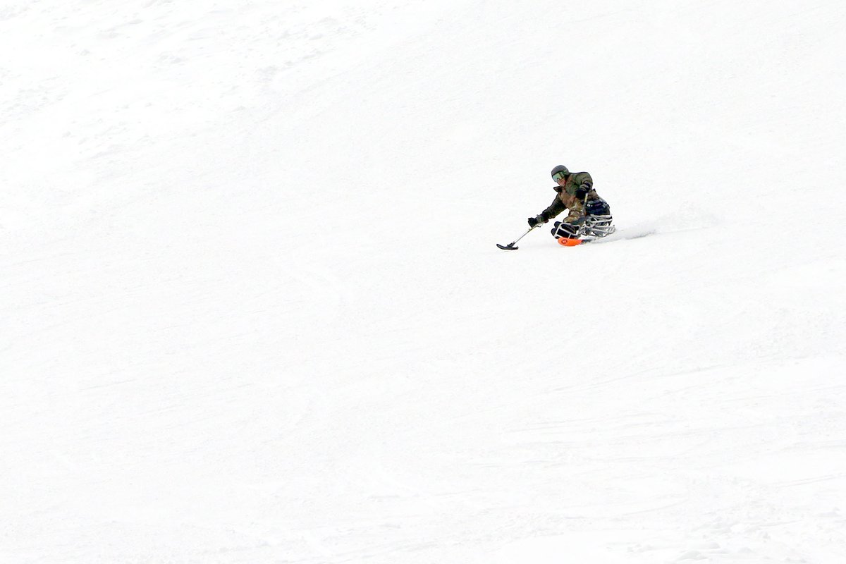 On this Veterans Day - Recognize the sacrifice! Photo shows a Marine - Enjoying the slopes at Ski Lookout Pass on his Sit Ski! We thank you for your service and all that you sacrificed to keep us &amp; our country safe! You are an inspiration! #VeteransDay2024