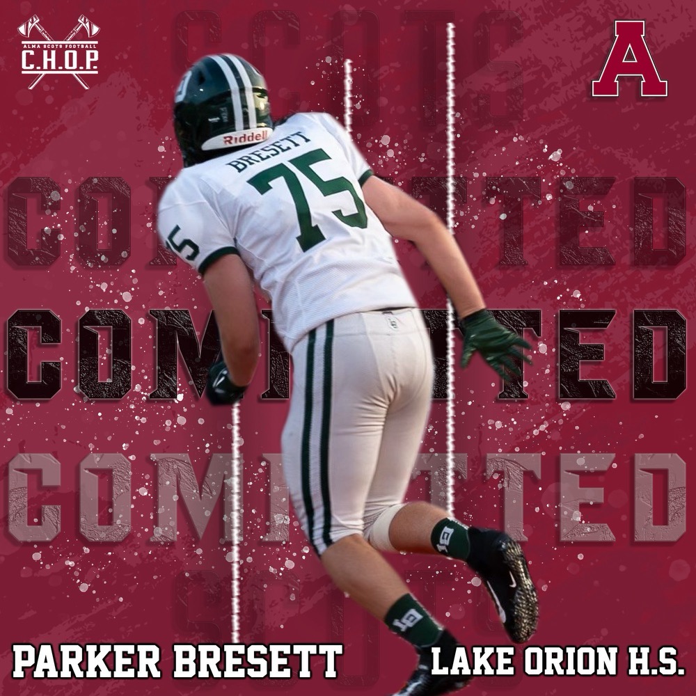 Parker_Bresett's tweet photo. I am excited to announce that I am officially committed to continuing my academic and athletic career at Alma College!  I cannot wait to be a part of the Scots Family!
#GoScots  
@Coach_OGara @AlmaScotsFB
@TheD_Zone @lohsathletics @CoachsSuite
@BrianGannon1 @John_cmu29
@UmLo93 https://t.co/VjtFllE49V
