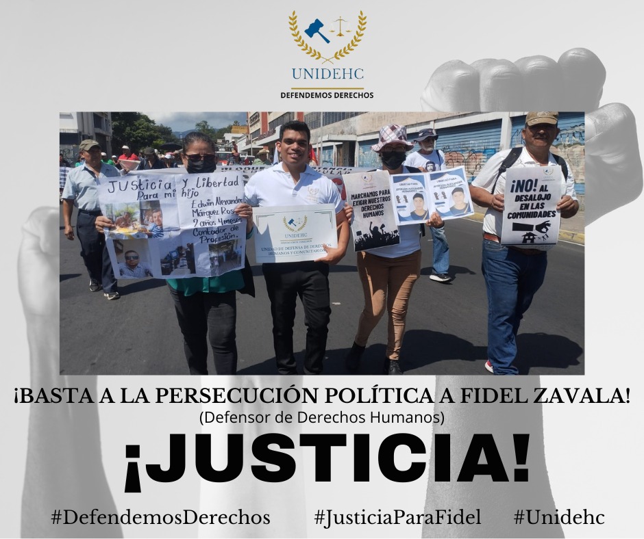 Unidehc's tweet photo. #DerechosHumanos| Exigimos a la @FGR_SV  , que detenga la persecución en contra de #FidelZavala. Pese a no tener pruebas y no poder demostrar nada ante los tribunales correspondientes, dónde ya se había declarado inocente. #JusticiaParaFidel #DefendemosDerechos #Unidehc. 
@Bloque_RP @MOVIRSV @ONU_es @CIDH @_elfaro_ @CNNEE @DiarioCoLatino @InformaTVX @Mundubat @prensagrafica @RevistaFactum @RevElementos @ysuca91siete @EDHNoticias @ElMundoSV