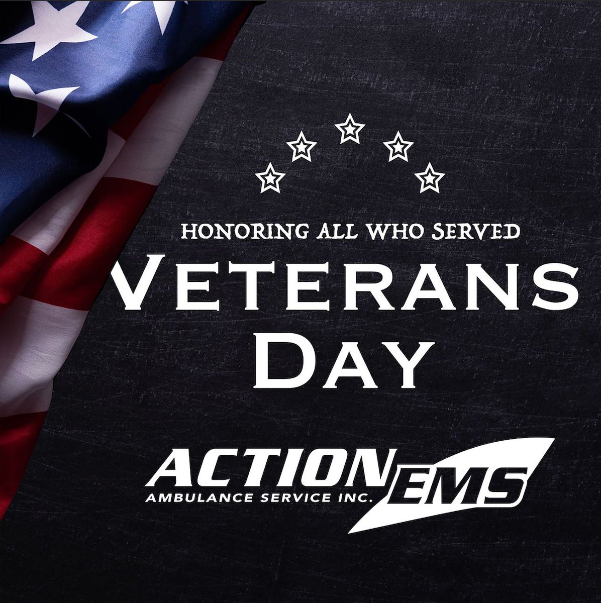 ActionAmbulance's tweet photo. Today we honor the courage, dedication, and sacrifices of our veterans. Thank you to those who have served and continue to serve our country, protecting the freedoms we cherish. We are forever grateful for your service. 🇺🇸 #VeteransDay 
❤️ 🤍 💙 https://t.co/w2FdEee3EC