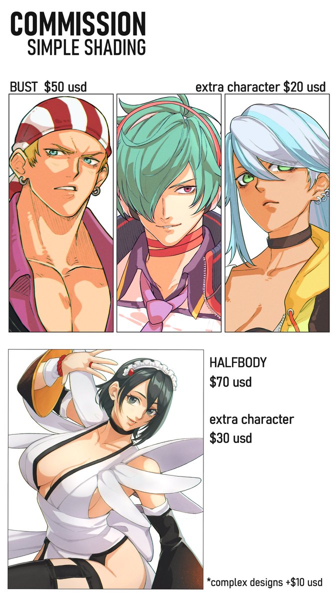 ktovhinao's tweet photo. ✨COMMISSIONS are OPEN ✨
                    
Full Colour 
🔸Bust  $100usd  /  Halfbody $140usd

Simple Shading 
🔸Bust  $50usd /  Halfbody $70usd

⚠️Please come with a clear idea of what you want (pose and expression).

RTs are appreciated! 🥲 https://t.co/R32SMdu6P9