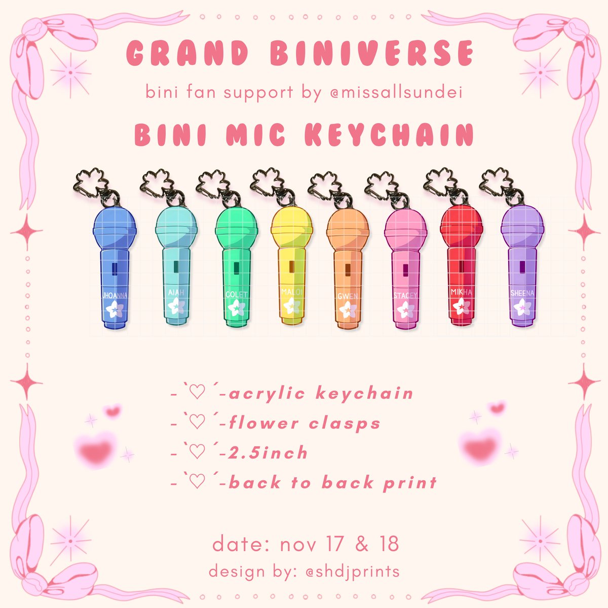 GRAND BINIVERSE FAN SUPPORT FOR BINI by <a href="/missallsundei/">robin</a> ∞

DAY 2 &amp; DAY 3

mechanics:
౨ৎ like &amp; rt
౨ৎ 1:1 ratio
౨ৎ very limited quantity
౨ৎ will go priv on d-day
౨ৎ show proof on the d-day
౨ৎ open for trade (acrylic keychain only)

#GrandBINIverse