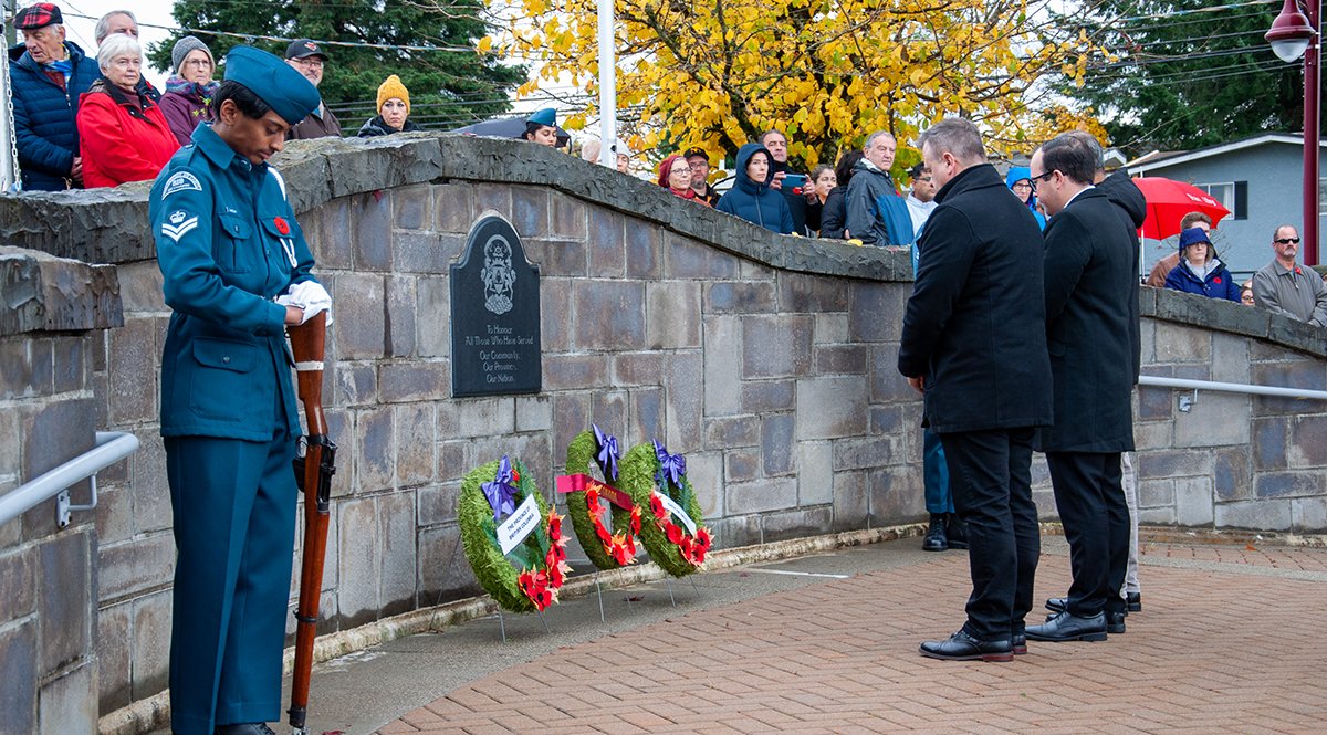 CityofDeltaBC's tweet photo. Thank you to everyone who attended the Remembrance Day Ceremonies today at Social Heart Plaza and at Memorial Park. 

Lest We Forget. https://t.co/Au6D9Vhtup