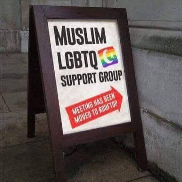 omristuff's tweet photo. I know 🙈, I feel so guilty, but it's also ridiculously funny! 

At the same time, it tackles &amp; brings up a serious &amp; sad issue that deserves far more discussion. In my opinion at least 🤷‍♂️

#QueersForPalestin #darkhumor #gayrights #humanrights #shariahlaw #SHARIAH #muslimlgbtq https://t.co/7Hf4bpwhMu