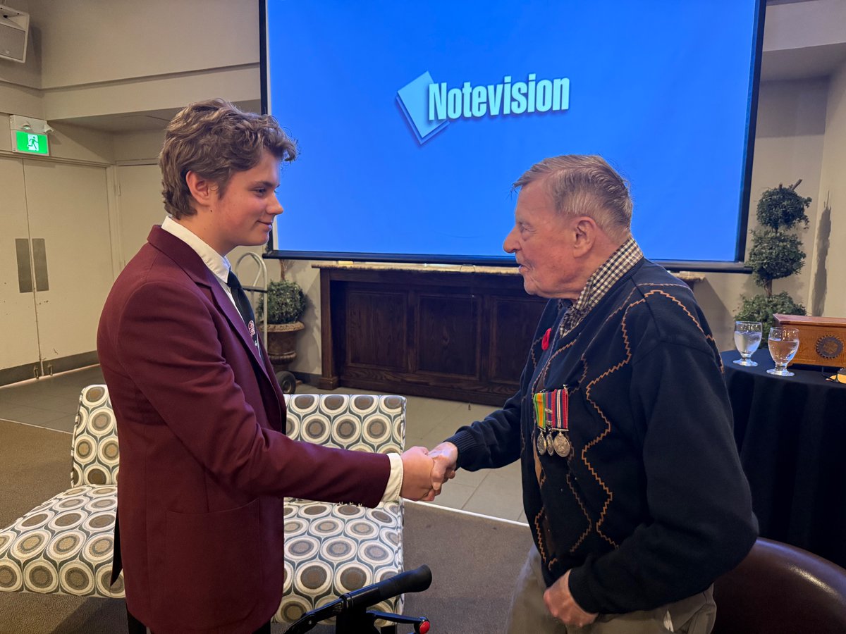 On Friday, I pulled our son out of school to listen to WWII Veteran, Bill Ramage share his first-hand encounters from the war at <a href="/RotaryGuelph/">Rotary Guelph</a>  As generations become further removed from these heroes, it's important to keep their stories alive. 🇨🇦