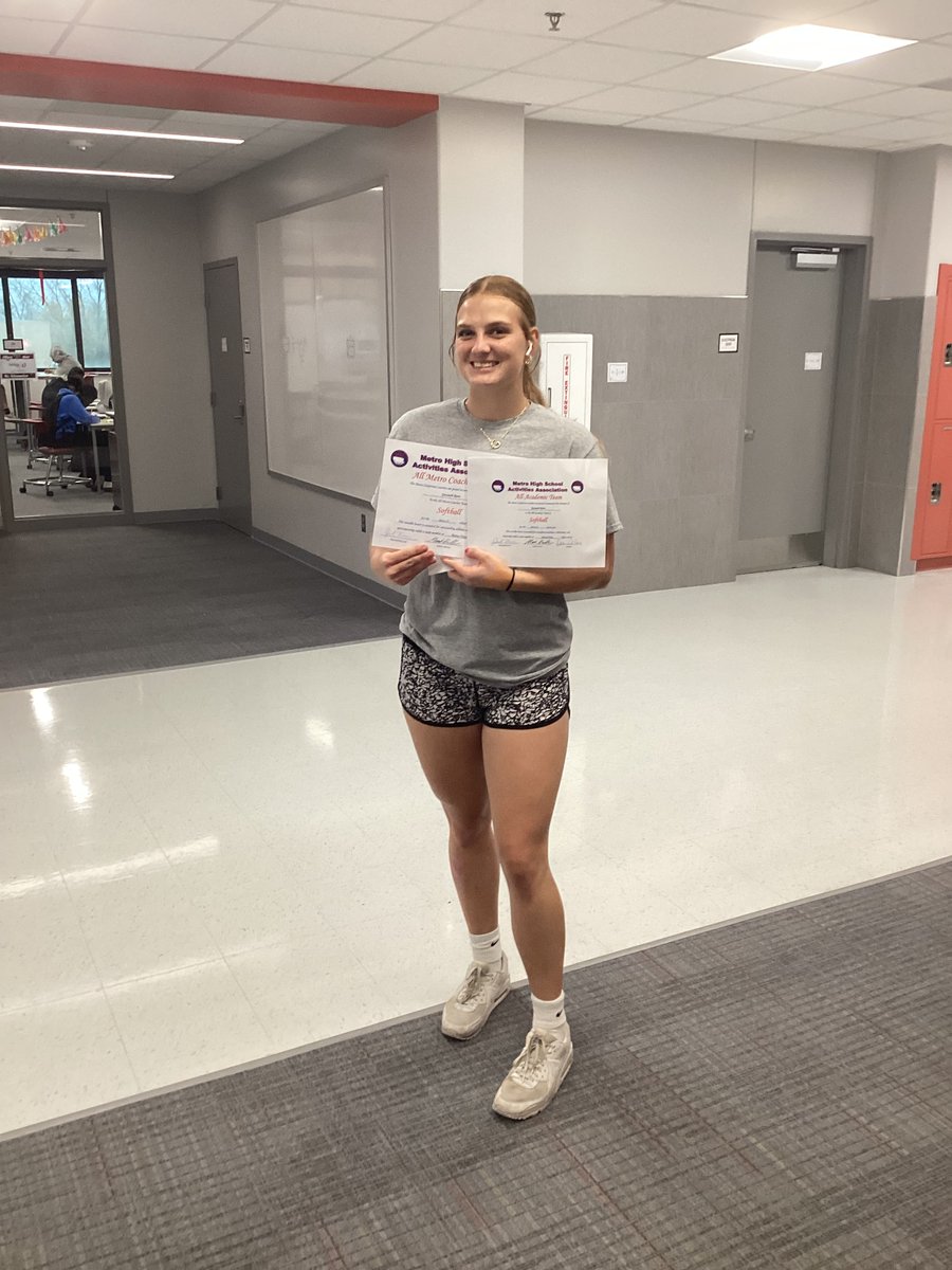 Congratulations to Gwyn Revis for making both the All Metro Coaches Team and All Metro Academic Team. She had a great season hitting .600 and 2.23 ERA in the circle.