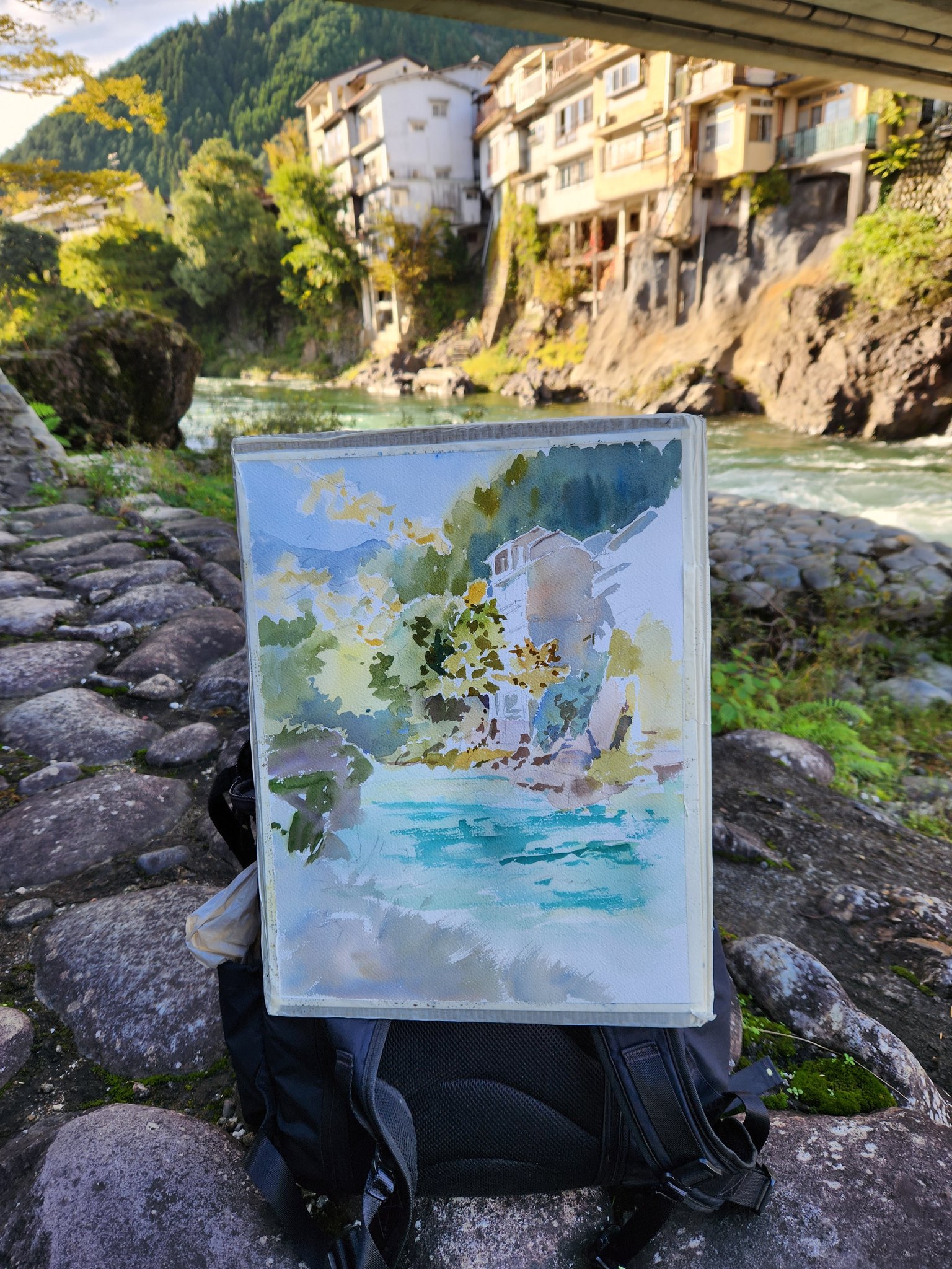 鈴木立海 おもろかっ 枯木立 中央町現場スケッチ画 水彩画 風景 鈴木立海 おもろかっ 枯木立 中央町現場スケッチ画 水彩画 風景