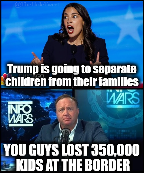 There are over 325,000 migrant children unaccounted for at the border according to recent audits. Where are these kids? Does <a href="/AOC/">Alexandria Ocasio-Cortez</a> care about the safety and well-being of these children? Many of them are being used for sex trafficking and slave labor... where's her outrage over