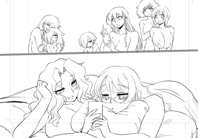 主線入れとりあえず終わり!ケイさんとダージリンさんのピロートーク場面よさげに描けた ダージリンさんに眼鏡をかけさせたのは私の趣味です 