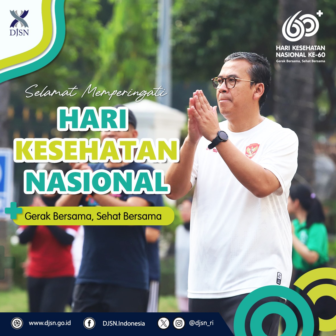 djsn_ri's tweet photo. 12 November diperingati sebagai Hari Kesehatan Nasional (HKN), pada tahun ini  tema HKN “Gerak Bersama Sehat Bersama”
Semua orang berperan penting dalam menjaga pola hidup bersih dan sehat untuk mewujudkan masyarakat yang sehat dan produktif.
Selamat Hari Kesehatan Nasional 2024. https://t.co/PUo4HaxNfA