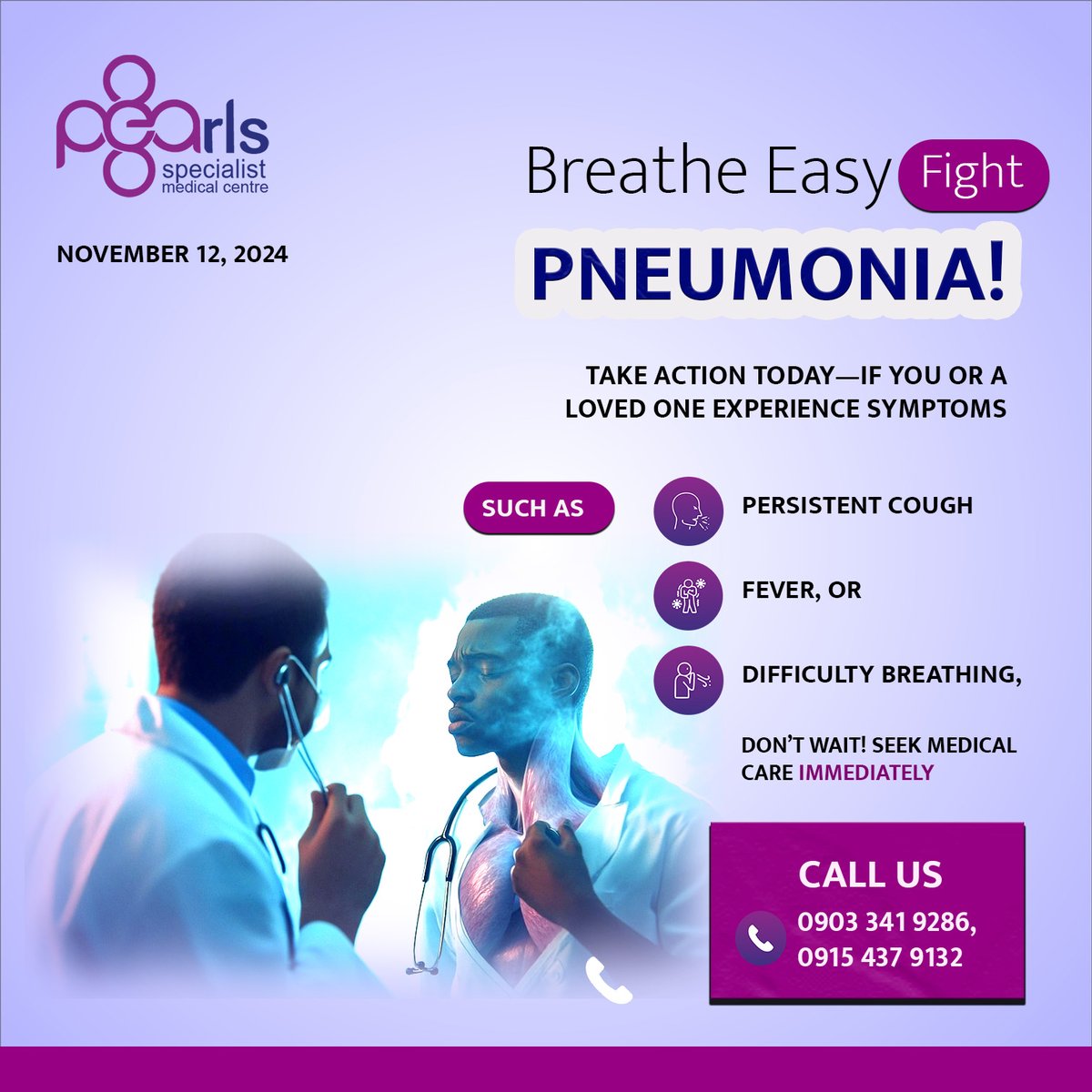 thePSMC's tweet photo. World Pneumonia Day
Pneumonia affects millions of people worldwide, especially children and the elderly. Early detection and treatment can save lives. At Pearls, we’re committed to raising awareness and providing the best care for respiratory conditions. https://t.co/uNuUnhLjoW