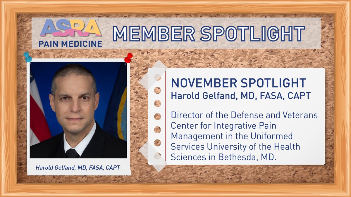 ASRA Pain Medicine (@asra_society) on Twitter photo In honor of Veteran’s Day, our November Member Spotlight recognizes Harold Gelfand, MD, FASA, CAPT, MC, USN. Dr. Gelfand is currently the director of the Defense and Veterans Center for Integrative Pain Management at <a href="/USUhealthsci/">Uniformed Services University</a>. Learn more about him: ow.ly/f0Yj50U4Rnn In honor of Veteran’s Day, our November Member Spotlight recognizes Harold Gelfand, MD, FASA, CAPT, MC, USN. Dr. Gelfand is currently the director of the Defense and Veterans Center for Integrative Pain Management at <a href="/USUhealthsci/">Uniformed Services University</a>. Learn more about him: ow.ly/f0Yj50U4Rnn