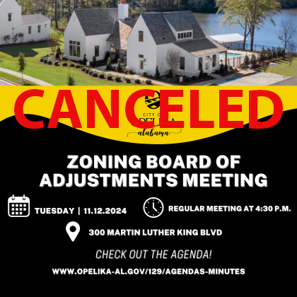 The Zoning Board of Adjustments for Nov. 12 has been canceled due to lack of applications.