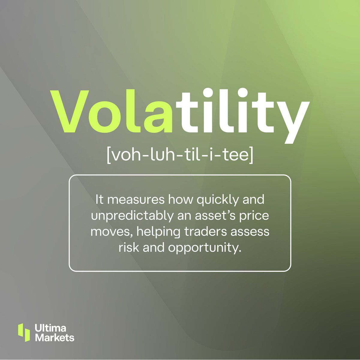 UltimaMarkets's tweet image. Unlock trading knowledge with our 𝐆𝐥𝐨𝐬𝐬𝐚𝐫𝐲 𝐒𝐞𝐫𝐢𝐞𝐬! ✨

This week’s term: 𝐕𝐨𝐥𝐚𝐭𝐢𝐥𝐢𝐭𝐲
🔸 It tracks how quickly an asset’s price moves.

Stay tuned for more simple trading tips!
#UltimaMarkets #TradingGlossary #Volatility #LearnWithUs
