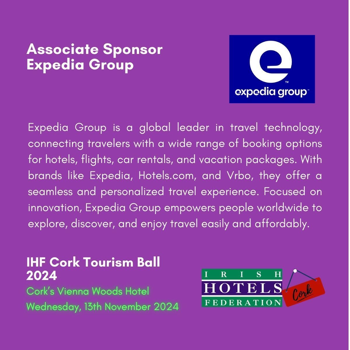 Cork IHF (@cork_ihf) on Twitter photo ๐ Exciting News! ๐
Weโre thrilled to welcome <a href="/ExpediaGroup/">Expedia Group</a> as an Associate Sponsor for the IHF Cork Tourism Ball 2024! Thank you, Expedia, for your incredible support in helping us create an unforgettable evening. #IHF #CorkTourismBall2024 #ExpediaGroup #Sponsorship ๐ Exciting News! ๐
Weโre thrilled to welcome <a href="/ExpediaGroup/">Expedia Group</a> as an Associate Sponsor for the IHF Cork Tourism Ball 2024! Thank you, Expedia, for your incredible support in helping us create an unforgettable evening. #IHF #CorkTourismBall2024 #ExpediaGroup #Sponsorship