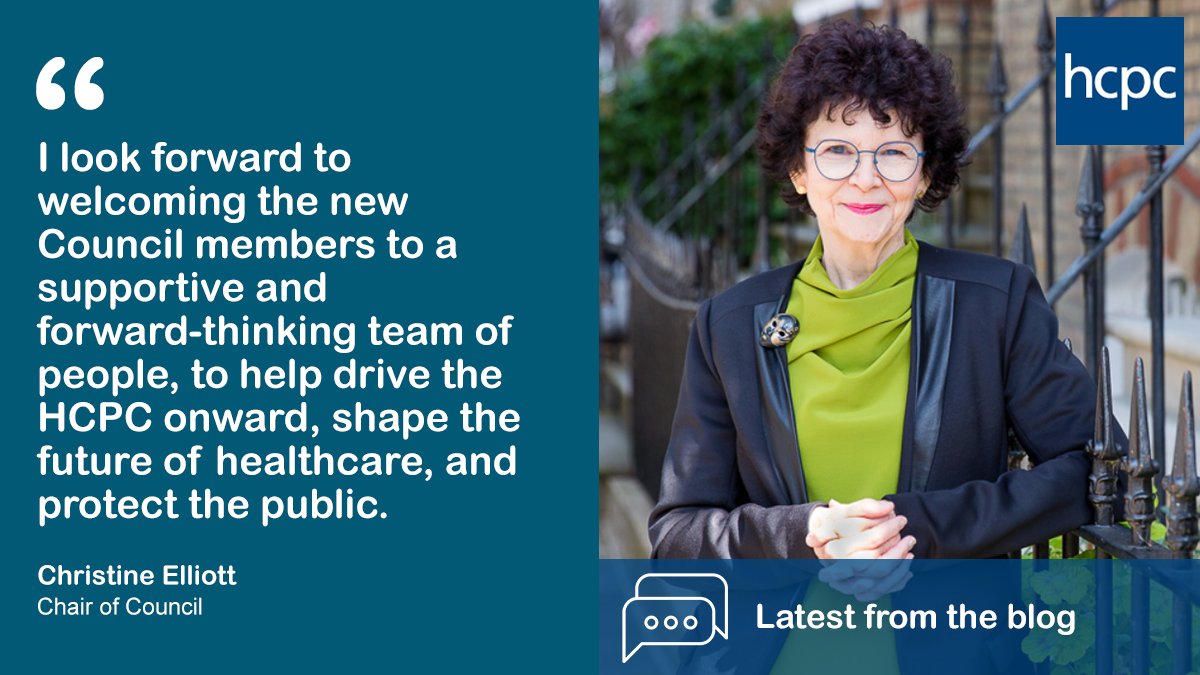 Hear directly from our Chair, Christine Elliott, what exciting and unique opportunities successful applicants can expect from joining our Council.

📅 Applications close 9am 25 November 2024

Read Christine's blog and share amongst your networks 👇

hcpc-uk.org/news-and-event…