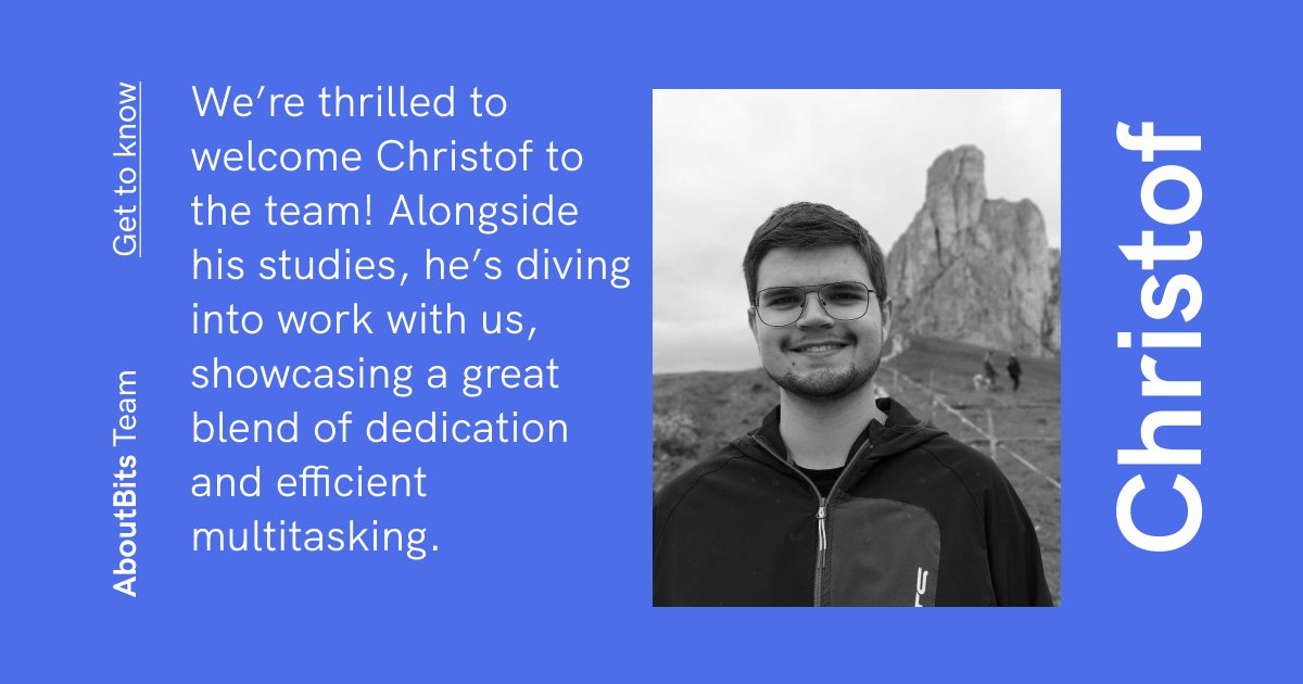 We’re thrilled to welcome Christof to the team! 
Alongside his studies, he’s diving into work with us, showcasing a great blend of dedication and efficient multitasking.

#team #aboutchristof #aboutbits