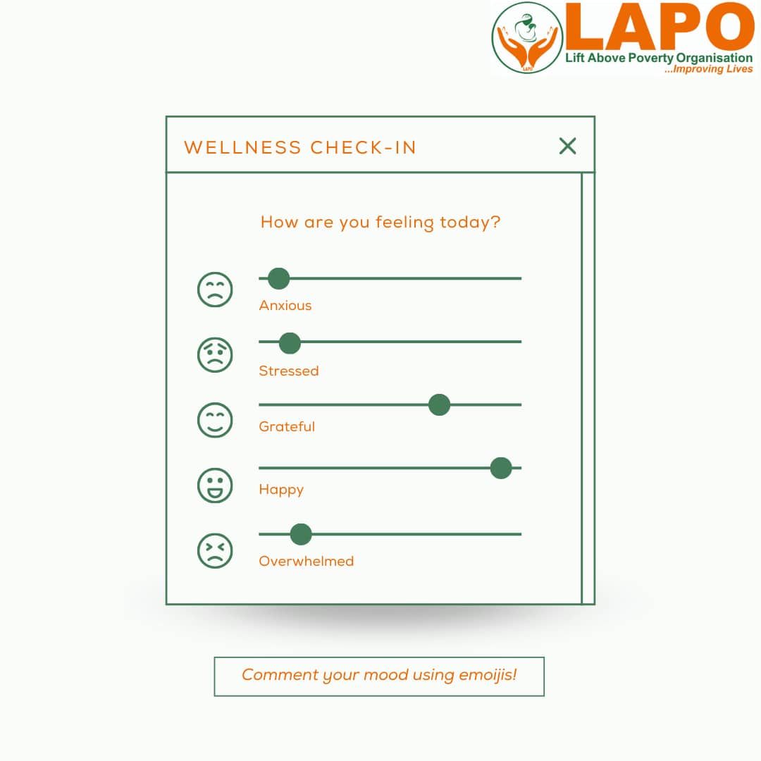 LAPOORG's tweet photo. Wellness Check-in!
How are you feeling today? Anxious, stressed, grateful, happy, or overwhelmed?
Take a deep breath and know you're not alone. Share your emotions in the comments below and let's support each other!
#LAPO #LAPONGO #MentalHealthMatters #SelfCare #Wellness https://t.co/ItNoLEKiJa