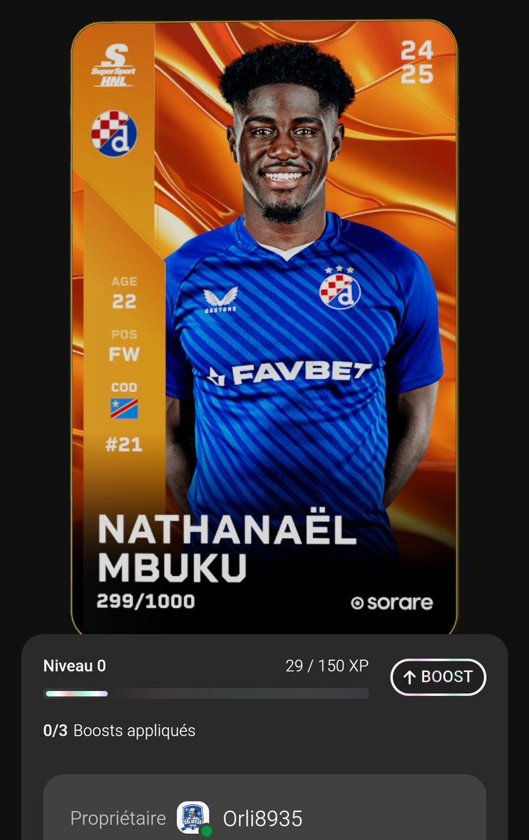 aurelien89430's tweet image. J'ai hésité entre plusieurs joueurs. Etant fan de HNL. 
J'ai choisi Mbuku du Dinamo. Il monte et peut gratter du temps de jeu, deux buts lors de ces deux entrées en jeu.
Pour participer :
Follow mon compte + RT + Like + Pseudo @Sorare
TAS vendredi. 🤞
#Sorare #Giveaway #Dinamo