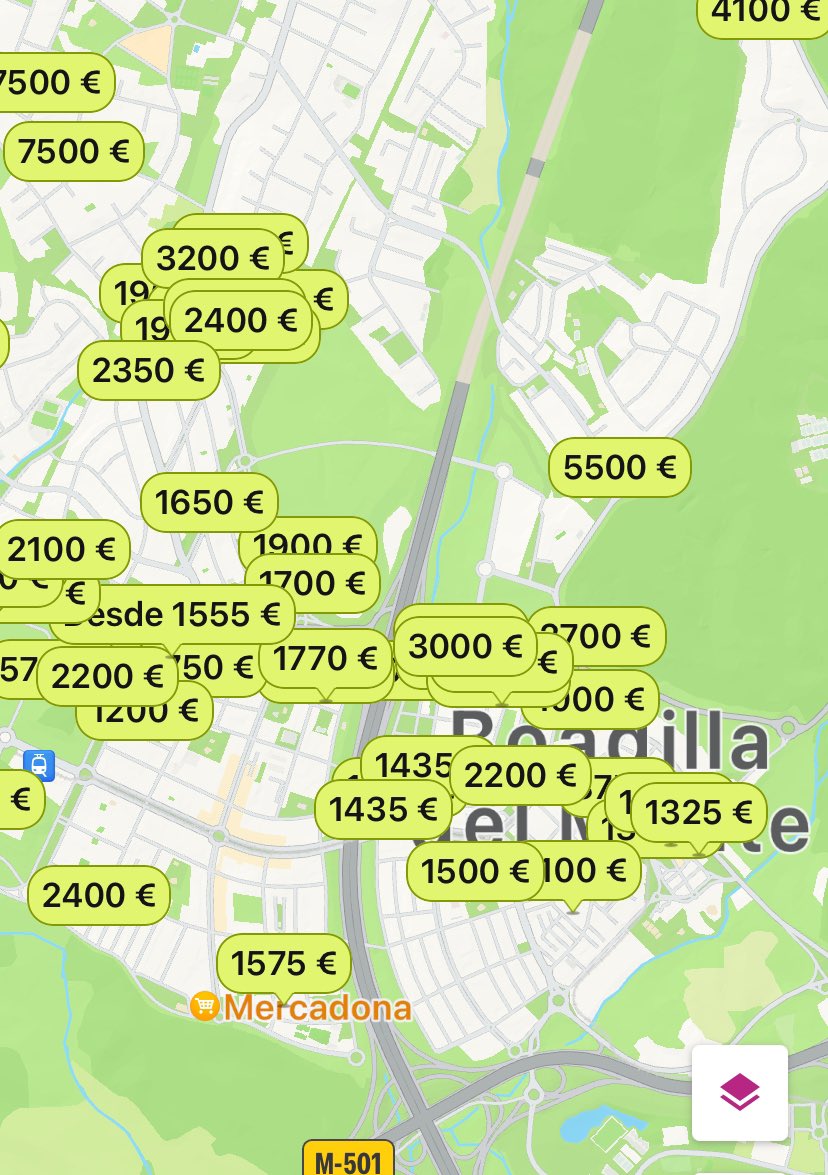 Asi que por curiosidad decidimos dar una vueltecita virtual por parte de la CAM para ver que opciones tenían de vivir mejor sin pagar el desproposito que pagan ya en madrid por la casa de mierda en la que viven…y este es el disparate que nos encontramos 😵‍💫⬇️