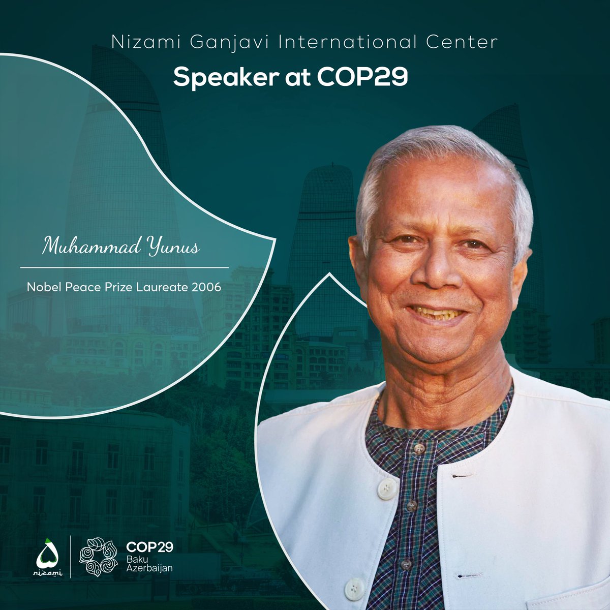 NizamiGanjaviIC's tweet image. We are honored to have @Yunus_Centre, Nobel Peace Prize Laureate 2006; Chief Advisor of Bangladesh
@MelanneVerveer, Executive Director, Georgetown Institute for Global Women, Peace and Security @giwps 
@AlokSharma_RDG, President of the #COP26
@AlyseNelson, President and CEO,