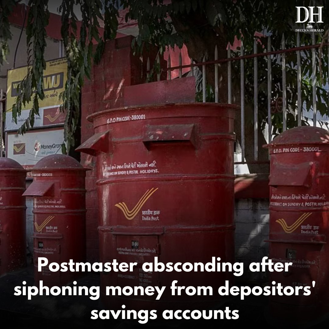 DeccanHerald's tweet image. A #postmaster in #Odisha's #Jajpur district is absconding after allegedly misappropriating around Rs 50 lakh of depositors' money, an official said.

deccanherald.com/india/odisha/p…