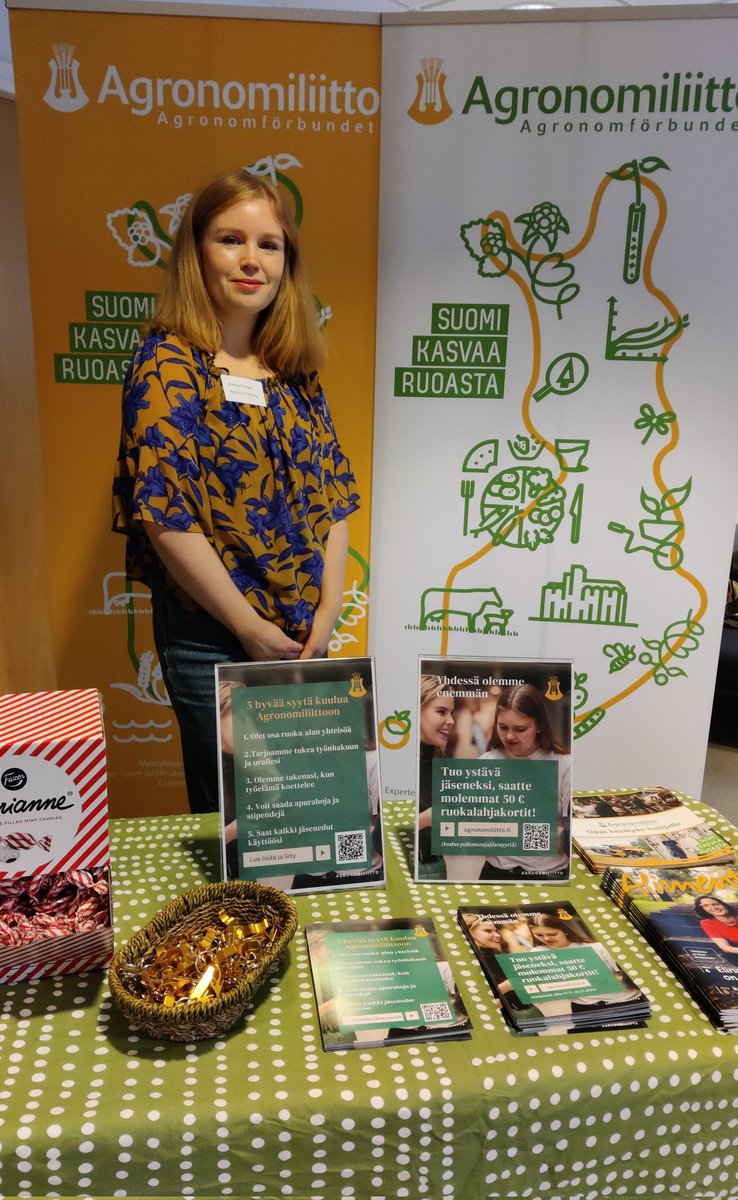agronomiliitto's tweet photo. Olemme ti-ke paikalla Ravitsemuspäivillä. Tule moikkaamaan ja juttelemaan jäsenpalveluista 👋 @ravitsemus #ravitsemuspäivät #ravitsemusviikko #SuomiKasvaaRuoasta https://t.co/gVi3PqpS44