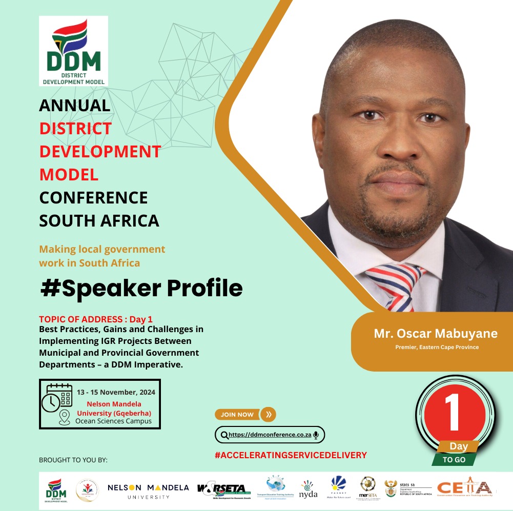 real_sacgra's tweet image. 🌟 1 Day Left! 🌟 SACGRA hosts the 2nd Annual DDM Conference at Nelson Mandela University! Join us in putting the country first with impactful dialogue and partnerships. #DDMConference2024 #SACGRA
@MandelaUni