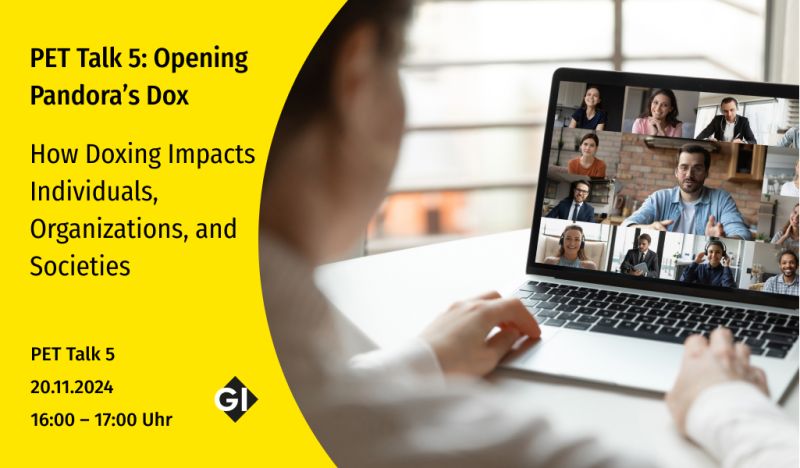 Kryptomania (@kryptomania84) on Twitter photo Der 5. #PET-Talk: "Opening Pandora’s Dox: How #Doxing Impacts Individuals, Organizations, and Societies", findet am 20.11., 16 bis 17 Uhr, online statt.
Als Referentin konnten wir Frau Dr. Anjuli Franz (<a href="/TUDarmstadt/">TU Darmstadt</a>) gewinnen.
Um #Anmeldung wird gebeten:
fg-pet.gi.de/veranstaltung/… Der 5. #PET-Talk: "Opening Pandora’s Dox: How #Doxing Impacts Individuals, Organizations, and Societies", findet am 20.11., 16 bis 17 Uhr, online statt.
Als Referentin konnten wir Frau Dr. Anjuli Franz (<a href="/TUDarmstadt/">TU Darmstadt</a>) gewinnen.
Um #Anmeldung wird gebeten:
fg-pet.gi.de/veranstaltung/…