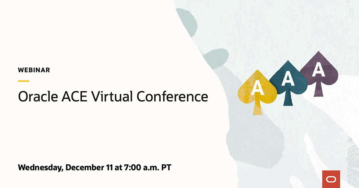 prasanth_ht's tweet image. Don&apos;t miss the first Oracle ACE Virtual Conference, where you&apos;ll hear amazing @oracleace speakers on topics such as @Oracle 23ai for Developers, Analytics, #Java, Oracle Apps, Multicloud solutions, and #OCI. social.ora.cl/6013S7UXS
