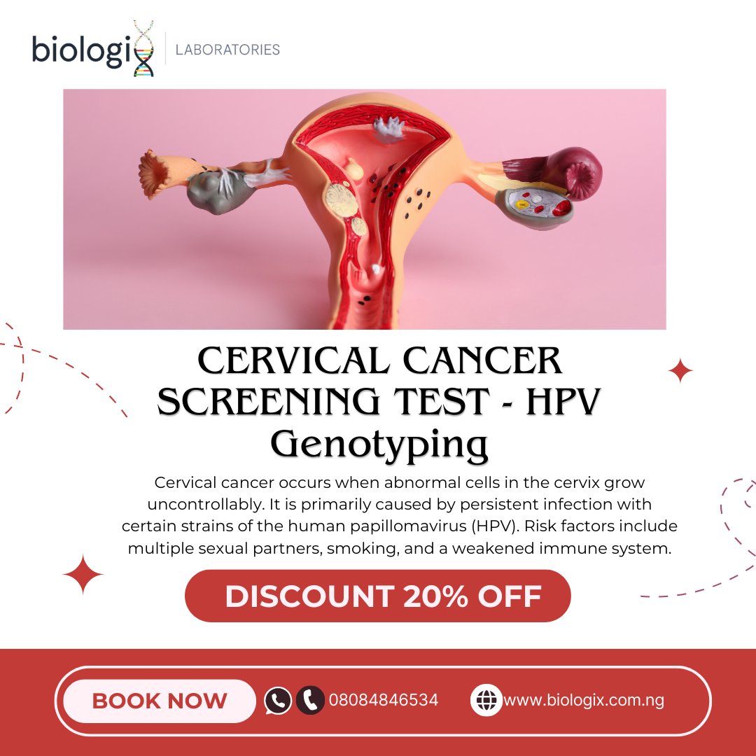 BiologixS's tweet photo. Introducing our discounted tests for women!
The Hormonal profile test package for 30% off and Cervical cancer screening test- HPV Genotyping for 20% off
Available the months of November and December
Visit any of our facilities, call, send a dm or whatsapp message on 08084846534 https://t.co/gUVaSp1IsP