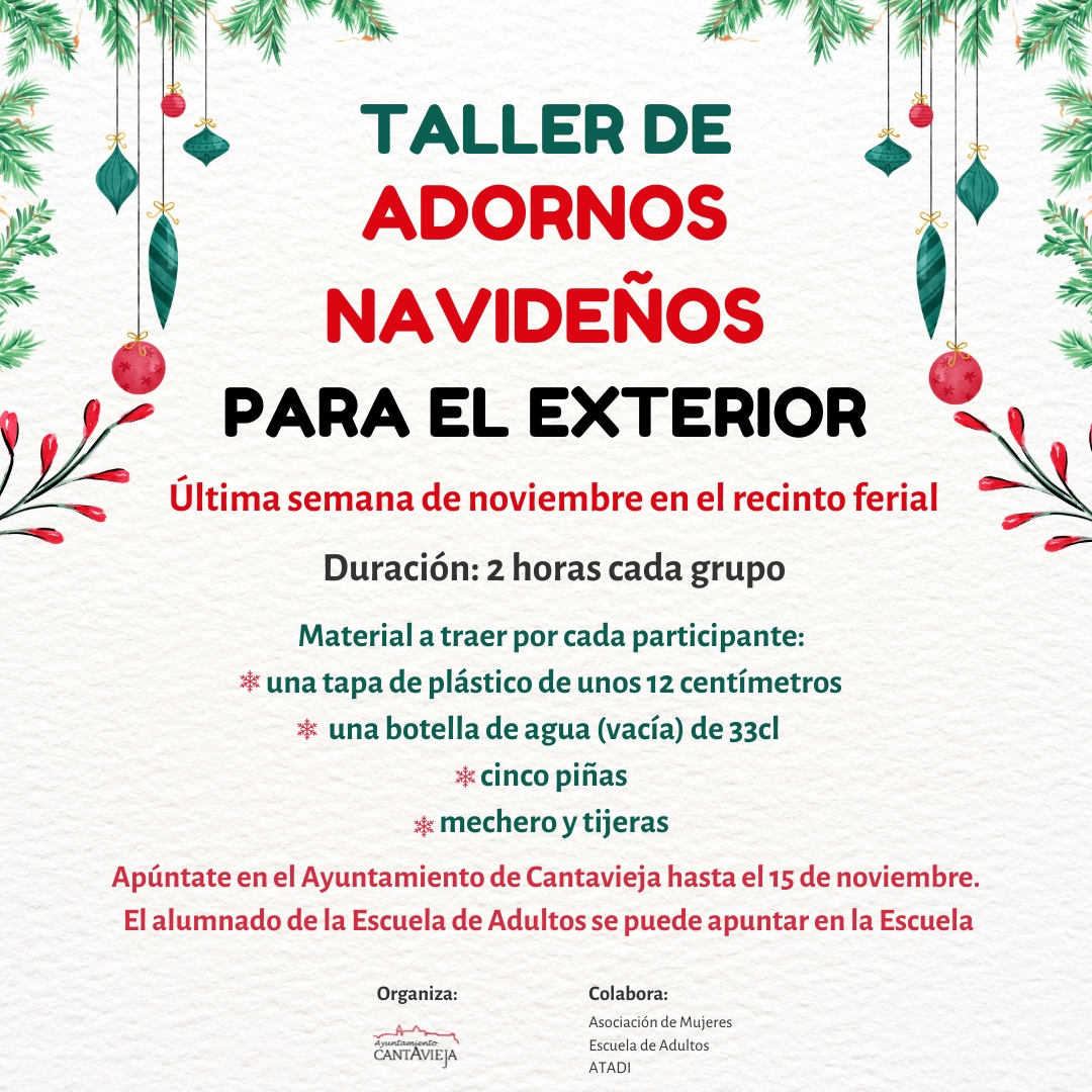#Cantavieja ya se prepara para la 🎄 Navidad con un taller de adornos

Todas las personas interesadas pueden 📝 apuntarse esta misma semana

Toda la ℹ️ información en la imagen adjunta