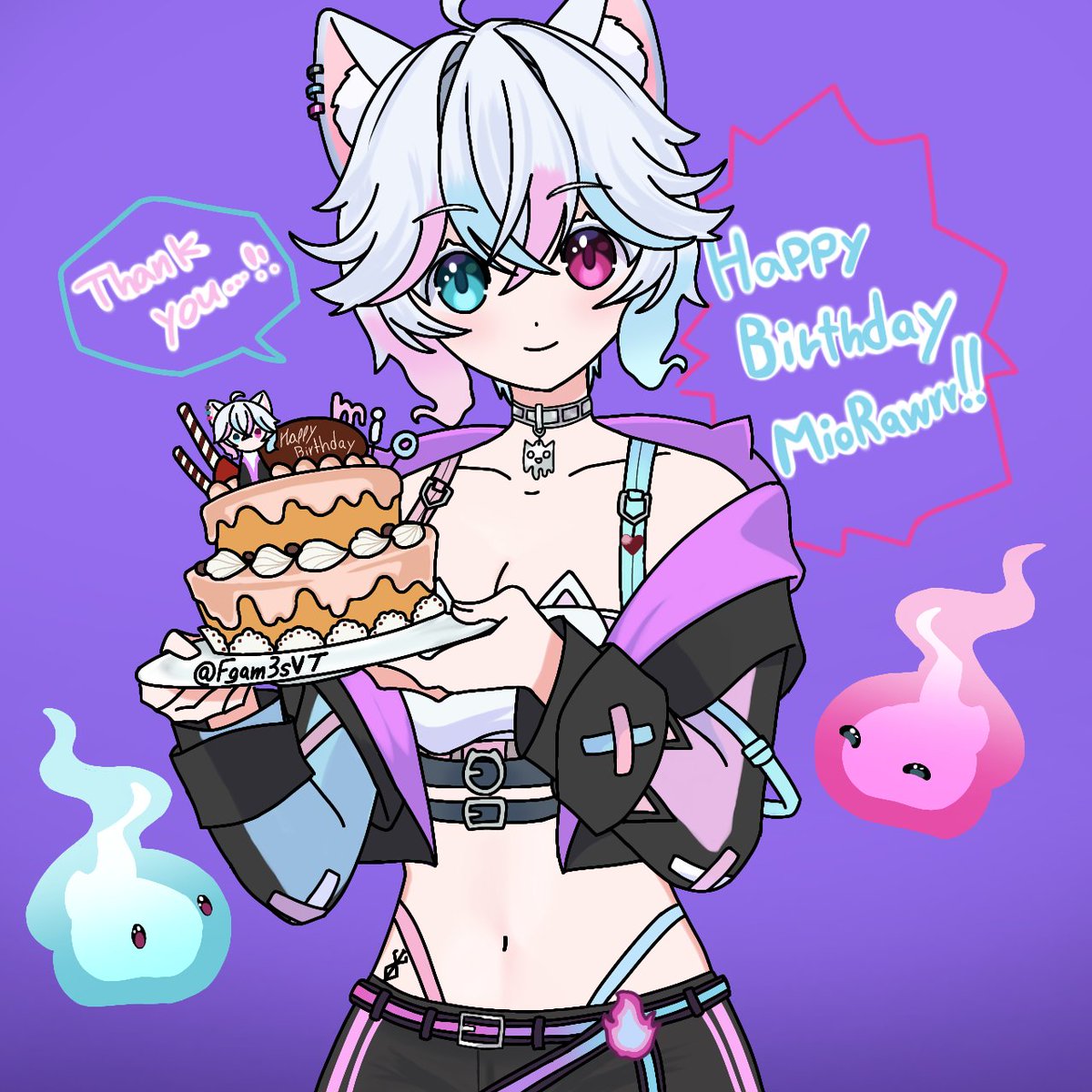 ¡Feliz cumpleaños! <a href="/Mio_Rawrr/">MioRawrr 🐾👻 (Hiatus)</a> 
Espero que le hayas pasado muy bien en tu cumpleaños y disfrutado mucho.
De mi parte te hago este detalle con mucho cariño y espero que te guste, gracias por compartir tu amistad conmigo. Disfrutalo ^w^🫰💚