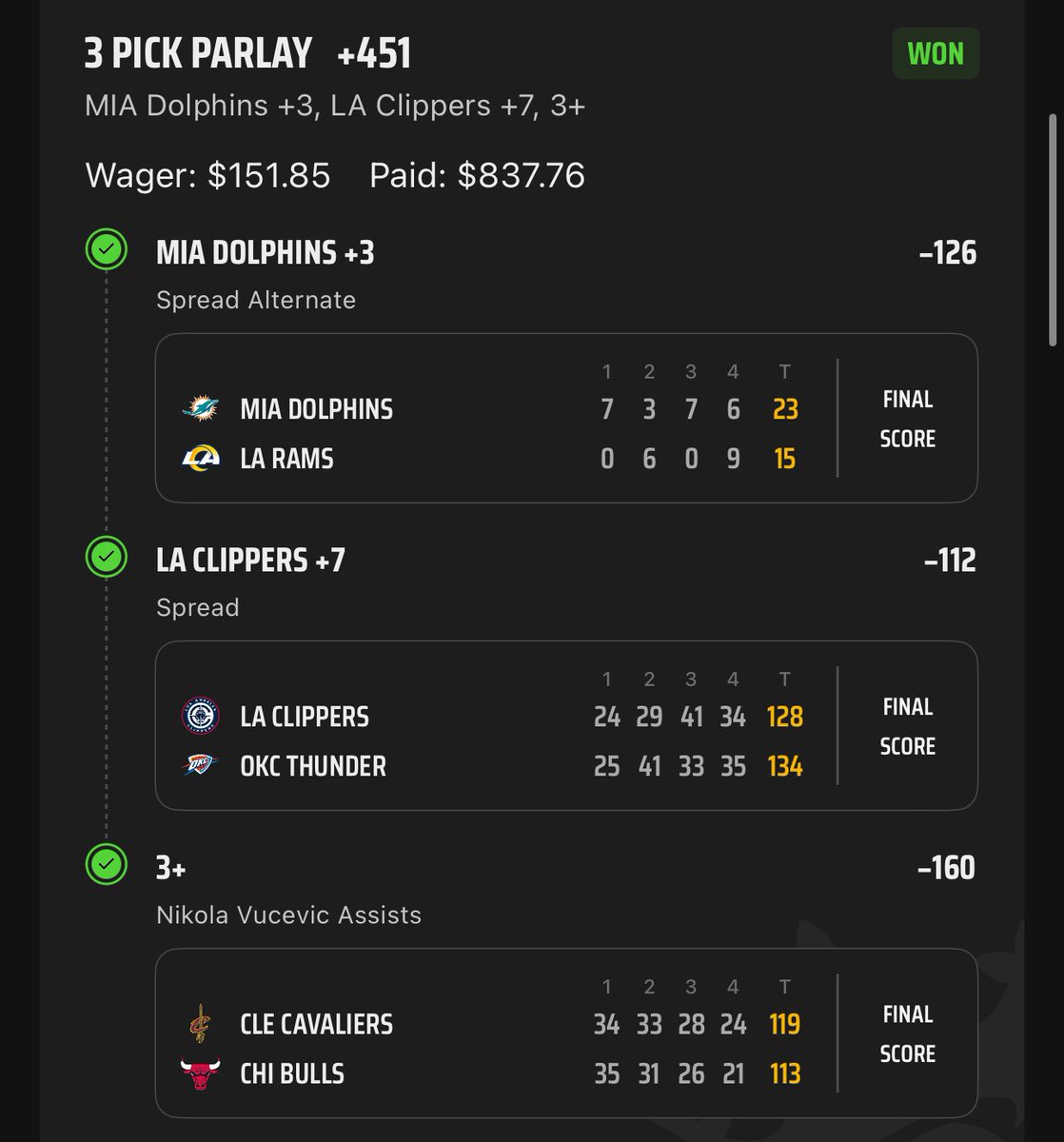 UnseenBet's tweet photo. I just smacked the books๐ซจ๐ฐ
#bettingsports #DraftKings #NFL #robbery #RamsHouse #DolphinsvsRams https://t.co/ouQIUUMOAT