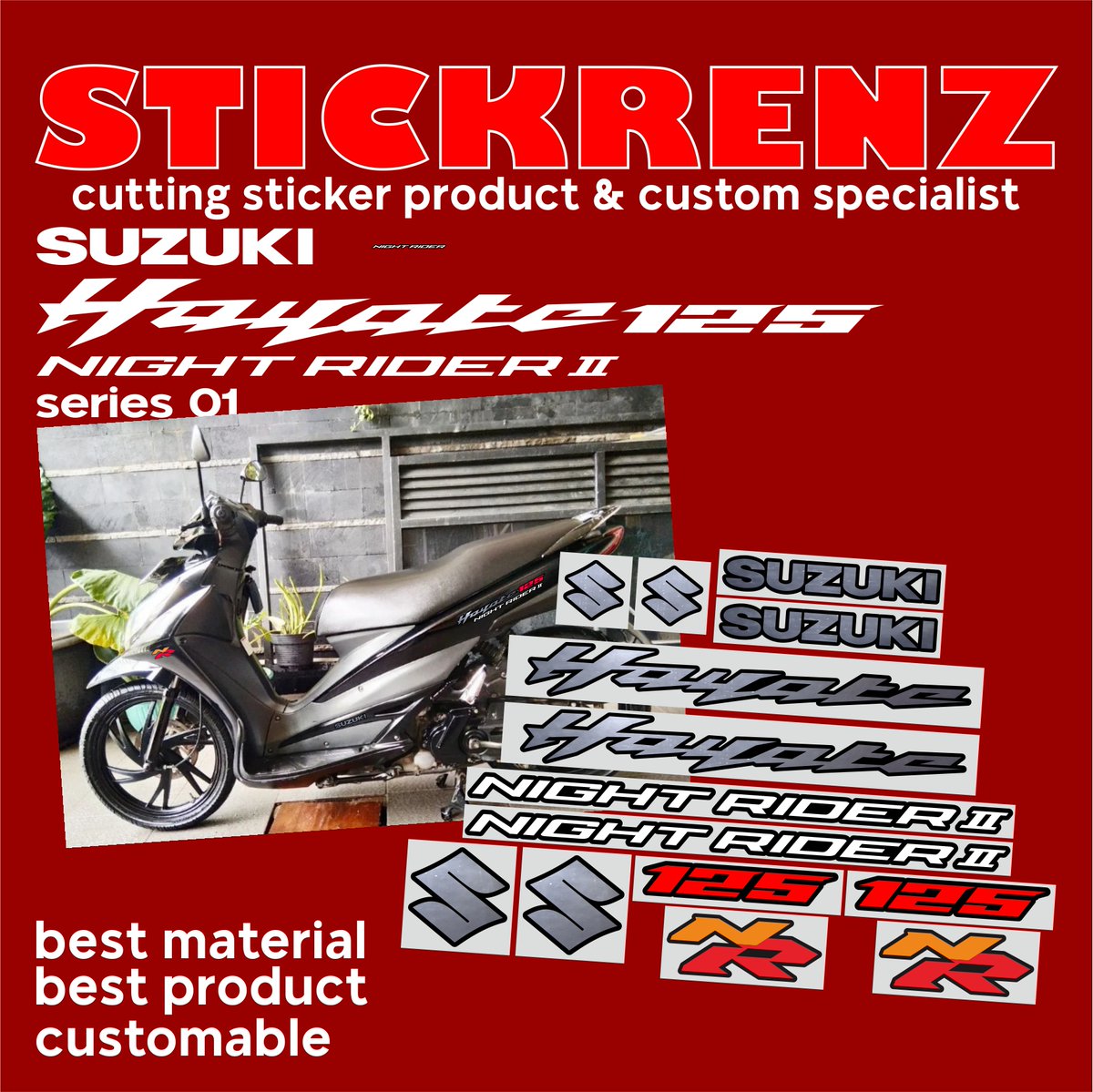 stickrenz's tweet photo. Cutting Sticker Stiker Motor Suzuki Hayate125 NRII 01 Custom re-touch design by :
@stickrenz
... #suzuki #suzukihayatee #suzukihayateindonesia #suzukimatic #suzukimaticnusantara #suzukihayatecommunity #suzukihayate125 #hayate #hayate125 #hayatenr #hayate125nr #nightrider https://t.co/a3jNsNw9GJ