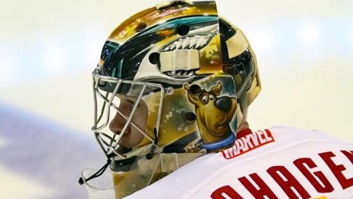 sjsharkshistory's tweet photo. #VeteransDay #MaskMonday
Though not a #SJSharks alum, this was goaltender Parker Gahagen's mask w/#SJBarracuda in 2017-18.
*4yrs West Point
*Army 2nd Lt
*1st Brigade Combat Strike Team, 4th Infantry Div (2 Army commendation medals)
*Honorably discharged active duty 2022 as Cpt https://t.co/fqBVyGBsNA