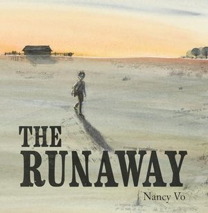 When his ma dies from cholera, a young boy leaves his home behind, searching noisy towns &amp; woodlands for what he can't find. He agrees to work for food at an encampment until he's ready to leave again. But then he sees the boot... Highly rec'd! <a href="/nvo_itsadraw/">Nancy Vo</a> <a href="/GroundwoodBooks/">Groundwood Books</a>