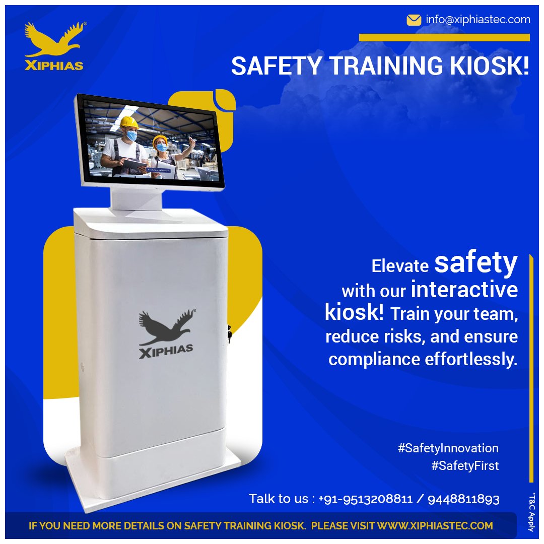 XIPHIAS0101's tweet image. Boost workplace safety with our Safety Training Kiosk! 💻📚 Equip employees with essential skills through interactive modules. Safer teams, smarter training! #WorkplaceSafety #TrainingTech #SafetyTrainingKiosk #SafetyEducation #SafetyKiosk #TrainingKiosk 🚧