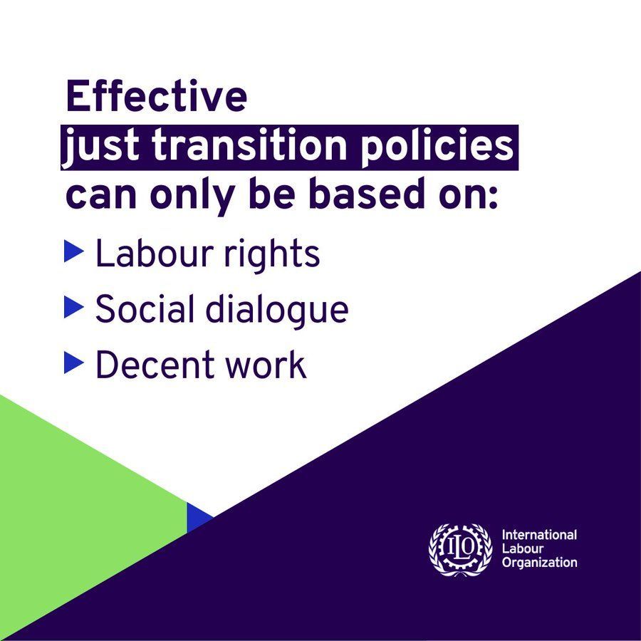 Effective #JustTransition policies can only be based on
🔹Labour rights
🔹Social dialogue
🔹Decent work

#COP29 must ensure the green economy transition benefits everyone. 

Discover more about <a href="/ilo/">International Labour Organization</a>'s vision &amp; impact here: buff.ly/3Z0Os4i