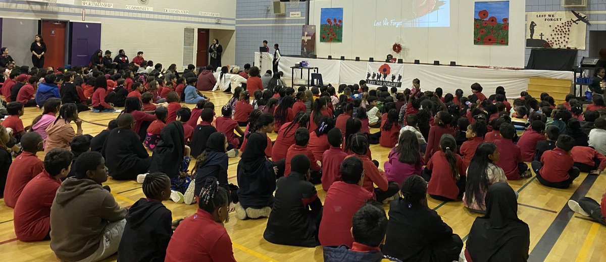NorthKiplingJMS's tweet photo. Today we gathered as a school community to reflect on peace and the contributions of individuals from diverse communities who stood, and continue to stand for peace and freedom. #LestWeForget @LC1_TDSB https://t.co/qFbOF6S4rU