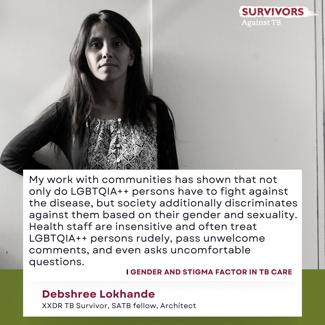 SATB1231's tweet photo. Follow this thread to see what SATB fellows have to say about #genderbaseddiscrimination and #stigma in #tbcare. Join us at the @UnionConference
@TheUnion_TBLH @StopTB https://t.co/oVy6hK4TP8