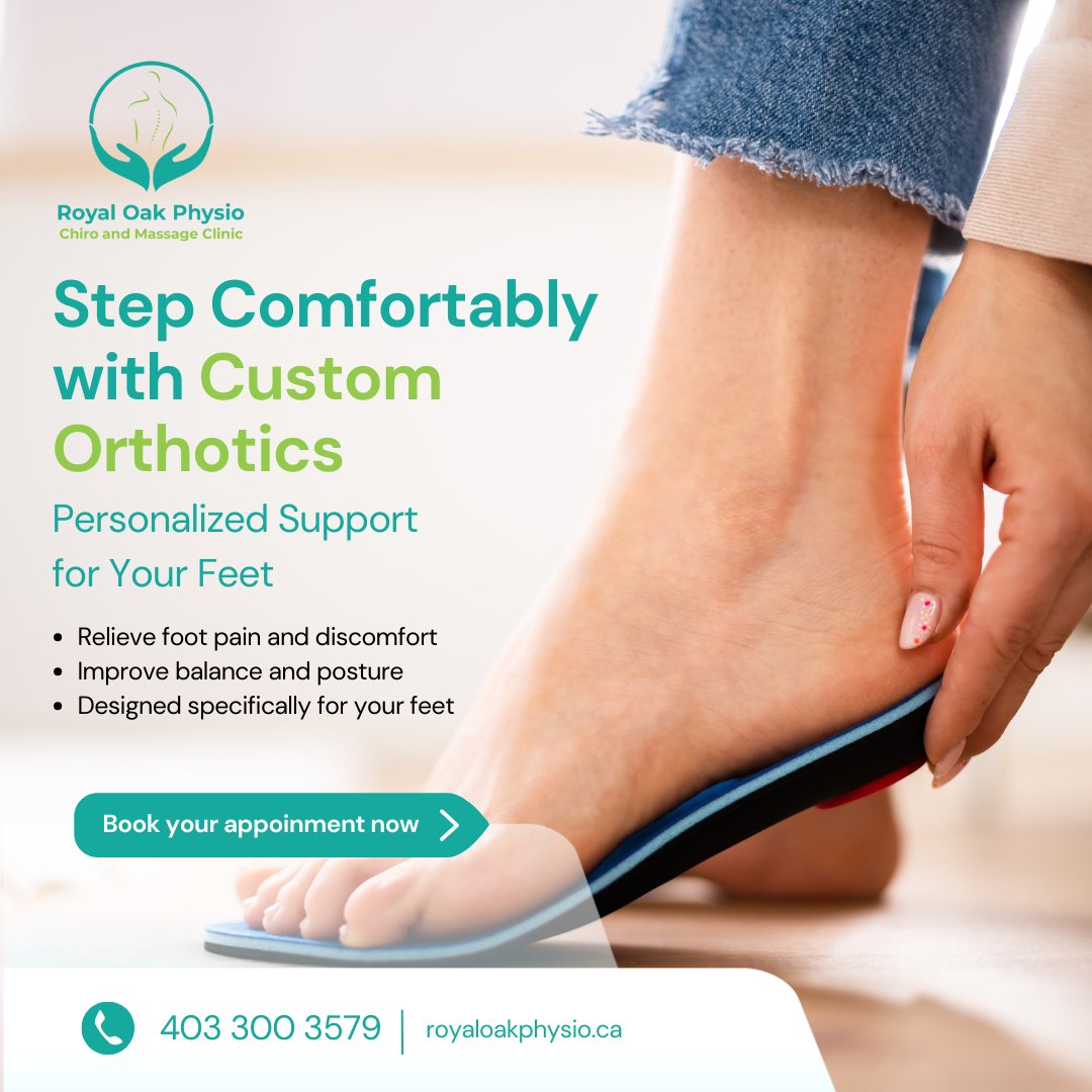 royaloakphysio's tweet photo. Experience personalized foot support with custom orthotics. Step comfortably and relieve pain today!
#CustomOrthotics #FootPainRelief #FootSupport #Balance #Posture #HealthyFeet #OrthoticInserts #PhysicalTherapy #Comfort #Wellness #HealthyLiving #Mobility #InjuryPrevention https://t.co/xJDgMVAlue