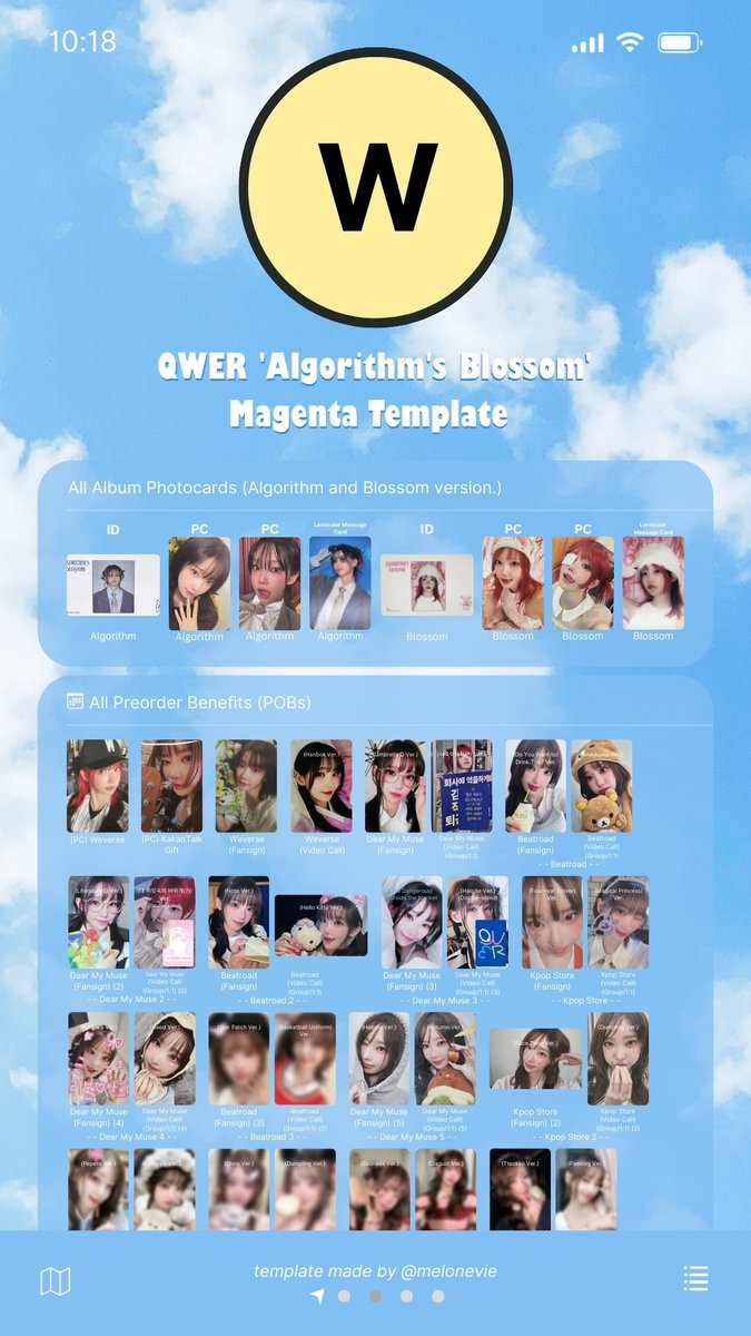 QWER 'Algorithm's Blossom' Photocard Template Chodan and Magenta +