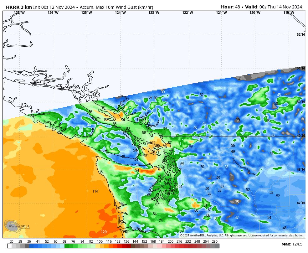ElijahBman's tweet image. Watch out BC! Another windstorm tomorrow evening possible, not quite as widespread as our last storm. 90-100km/hr gusts are possible in the golf islands, 60-80gusts possible near the water on land. #BCStorm #bcwind