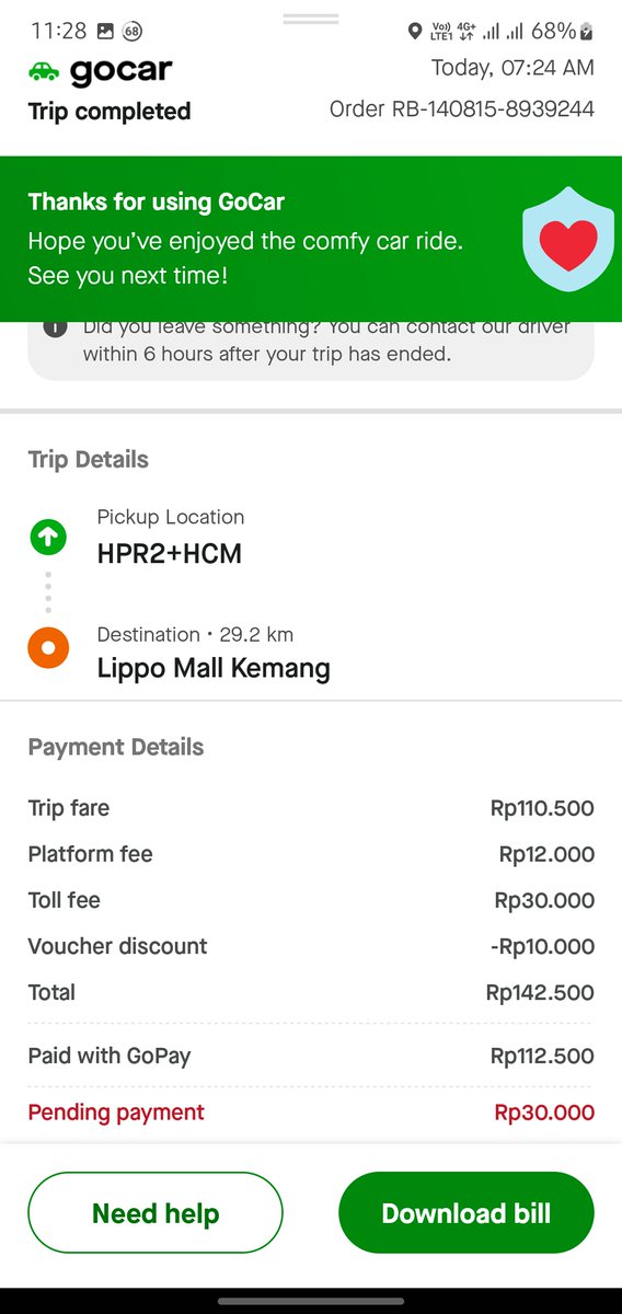 blackened_jack's tweet photo. @gojekindonesia 

Saya baru aja kemarin tgl 11 Nov 2024 mengalami hal tdk enak. Saya pesan Go car dg tujuan Kemang Mall Jaksel dr Gunung Sindur. Supir bertanya mau lewat mana, saya bilang terserah masnya aja. Akhirnya supir ambil jalan non tol. Saya enjoy aja, toh tarif sama. https://t.co/IF4mjuh3Lq