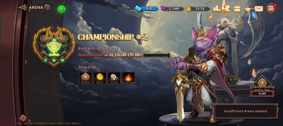 NineChronicles's tweet photo. Attention Adventurers! 📢

4 days left before Heimdall Championship #2 / Heimdall World Boss ends ⚔️

Time to use up those extra Arena tickets 🎟️

Let's go! 💪 https://t.co/uGrCFQTshZ